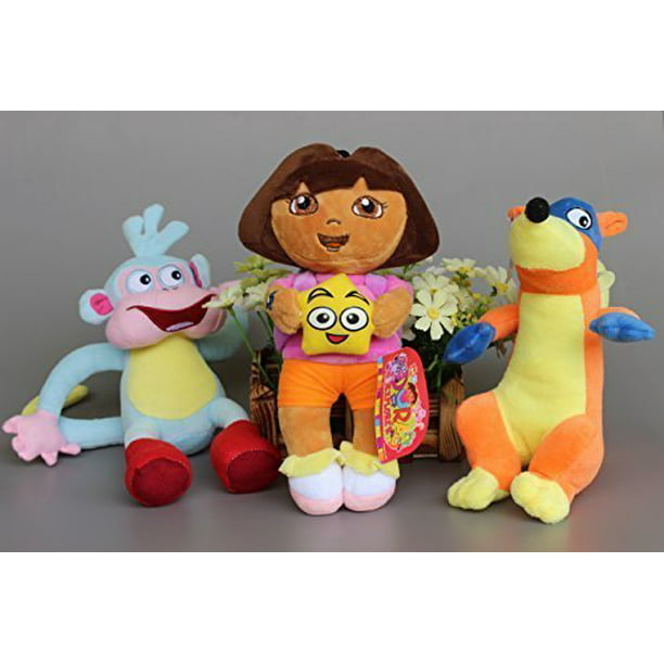 3pcs Dora The Explorer Swiper Fox Boots Monkey Backpack Map Plush Toy Soft Doll